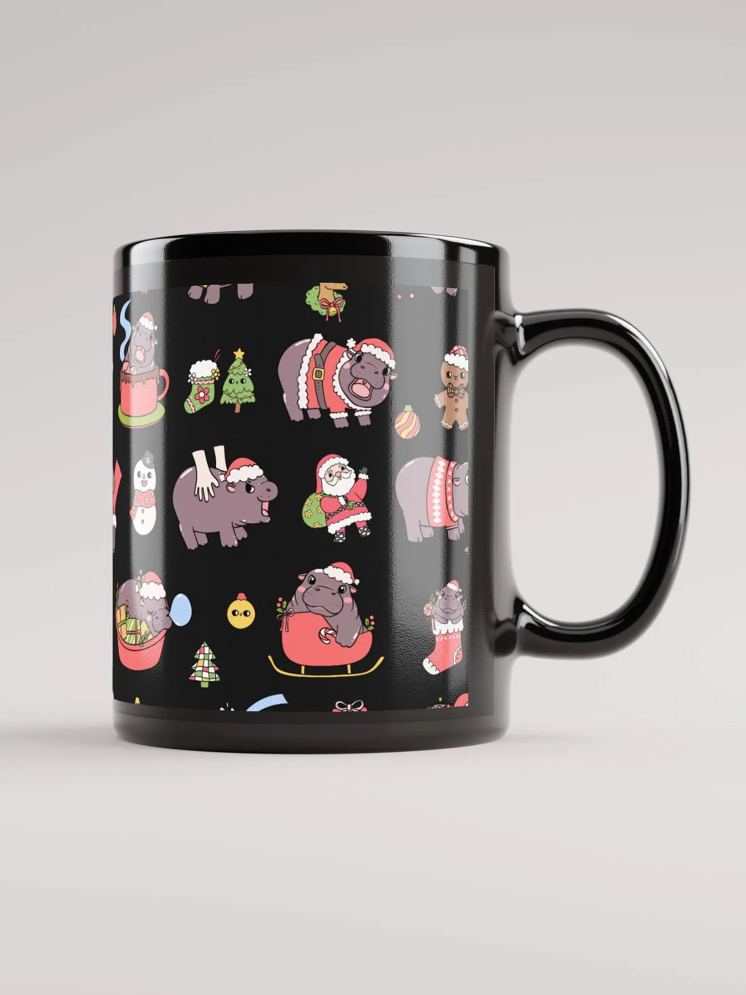 MOODENG'S CHRISTMAS BLACK GLOSSY MUG! product image (2)