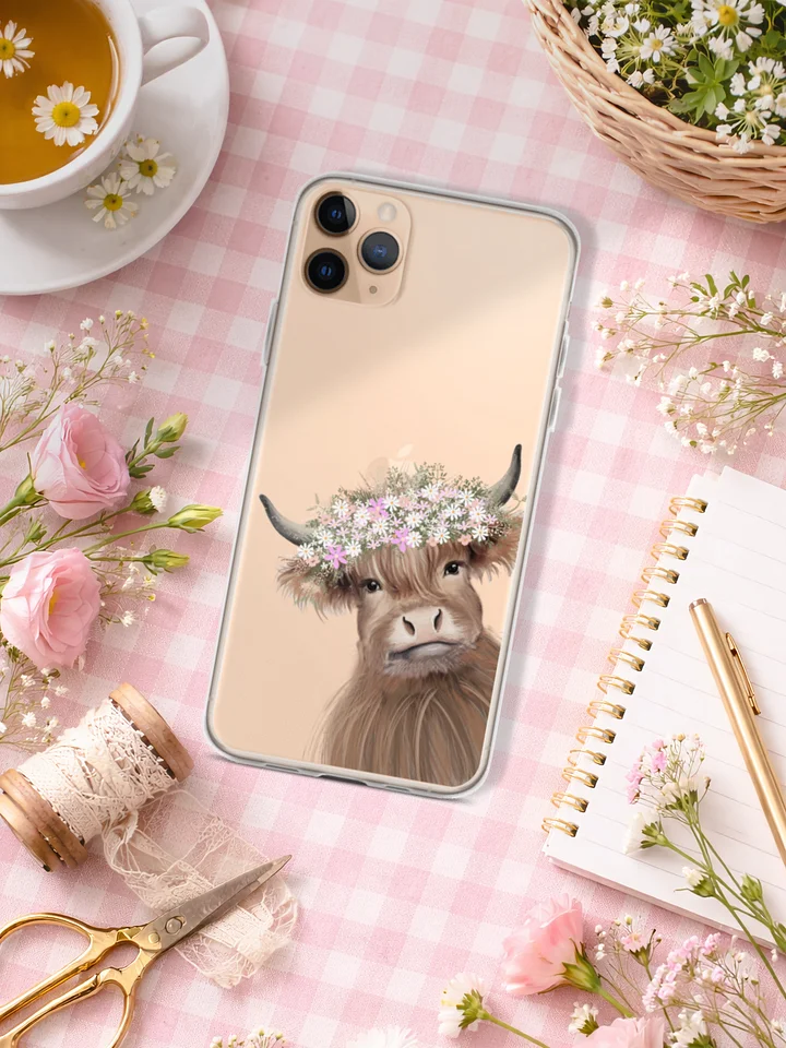 Cute Highland Cow Floral Crown iPhone® Clear Case product image (2)