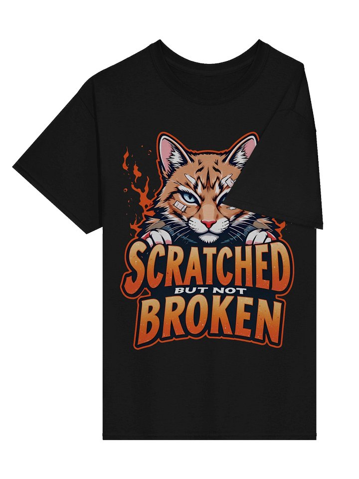 'Scratched But Not Broken' Motivational Cat T-Shirt - Fierce Resilience Tee product image (2)