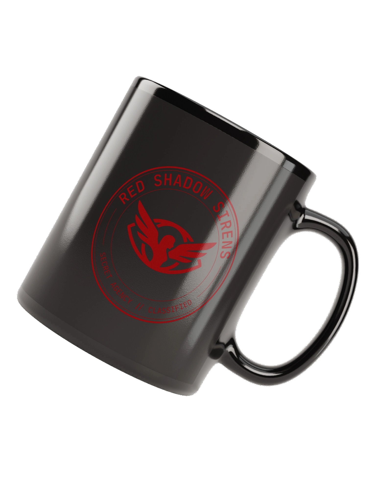Black mug (red circular agency logo) product image (6)
