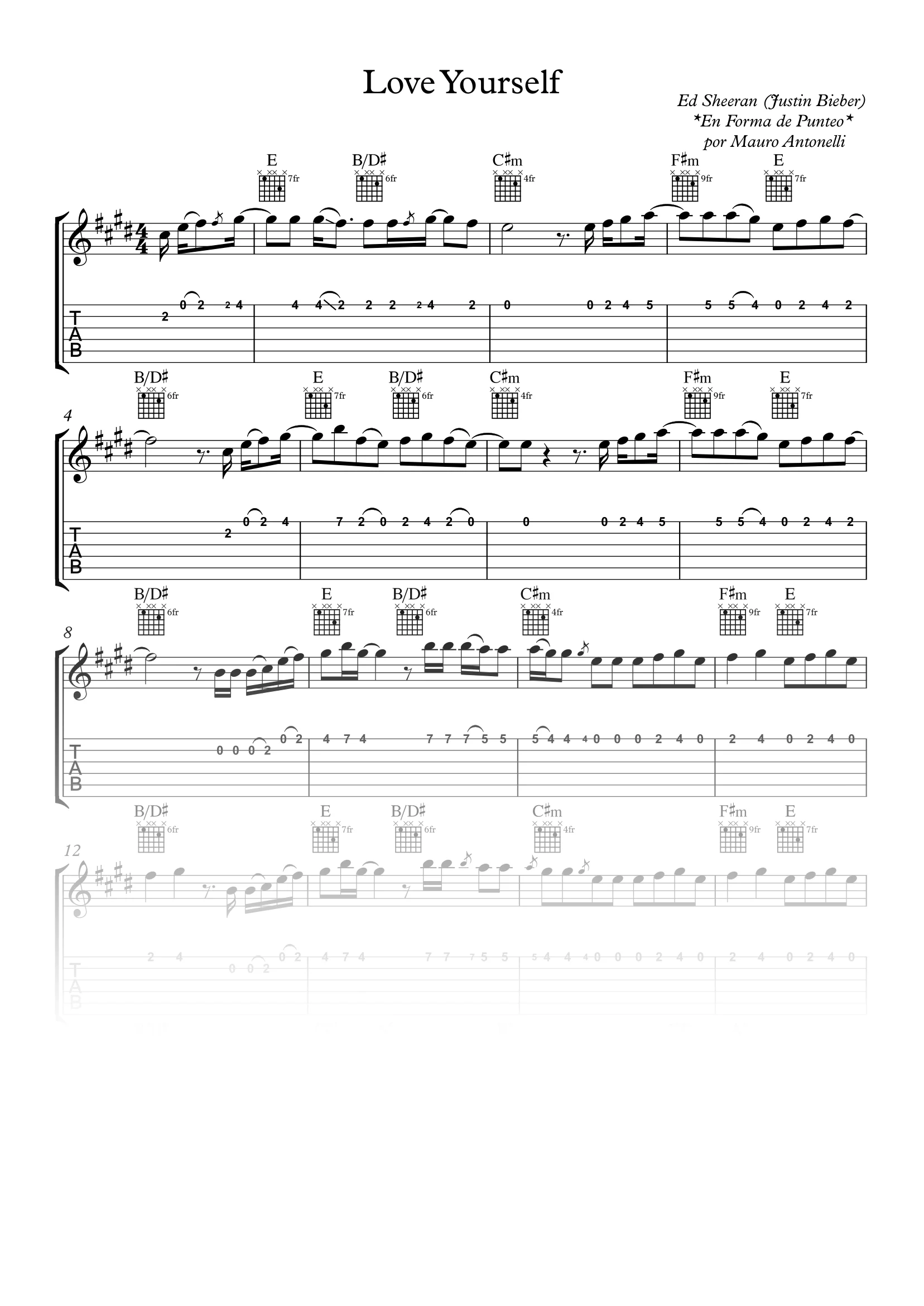Love yourself - Partitura + Tab + Acordes + Pista product image (1)