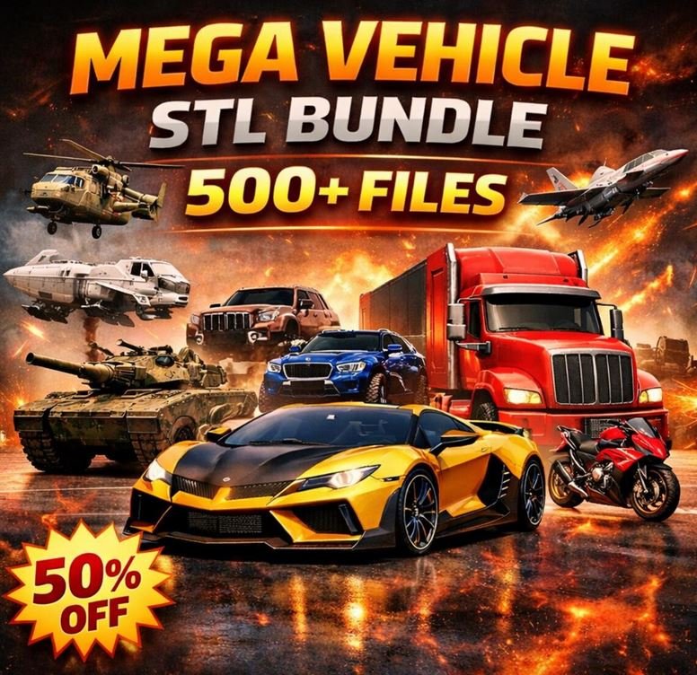 500 Vehicle STL Files Bundle for 3D Printing | Cars, Trucks, Bikes & Planes Models | Printable Vehicle Collection | Resin & FDM Ready | Commercial Use product image (1)
