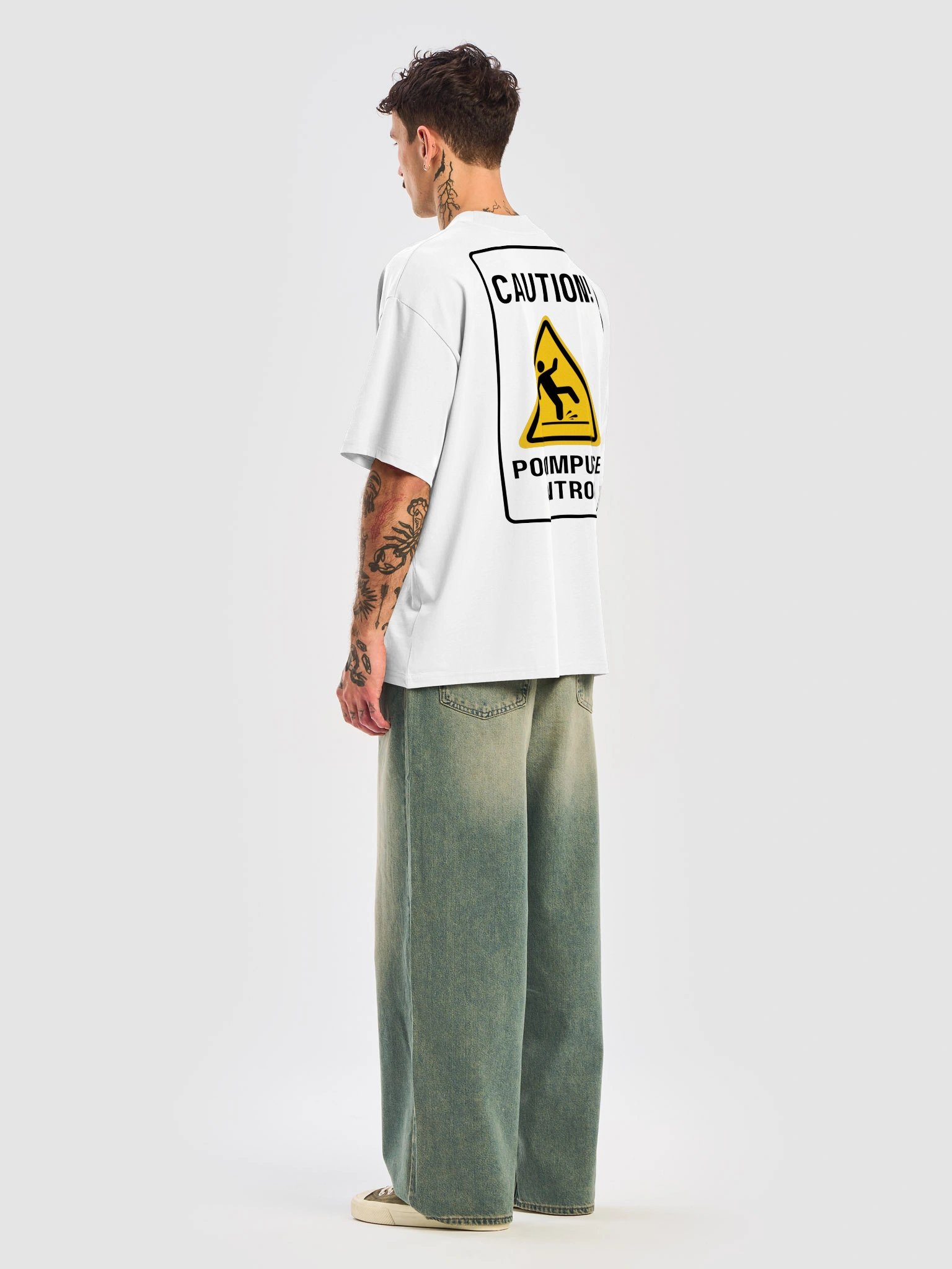 Yellow Warning Icon Oversized Tee product image (3)