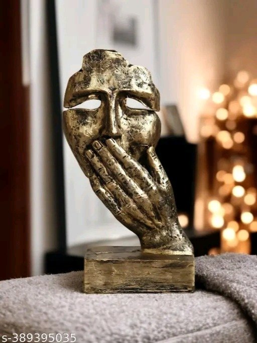 Antique Look Human Face with Hands on Mouth Handcrafted Decorative Showpiece product image (1)
