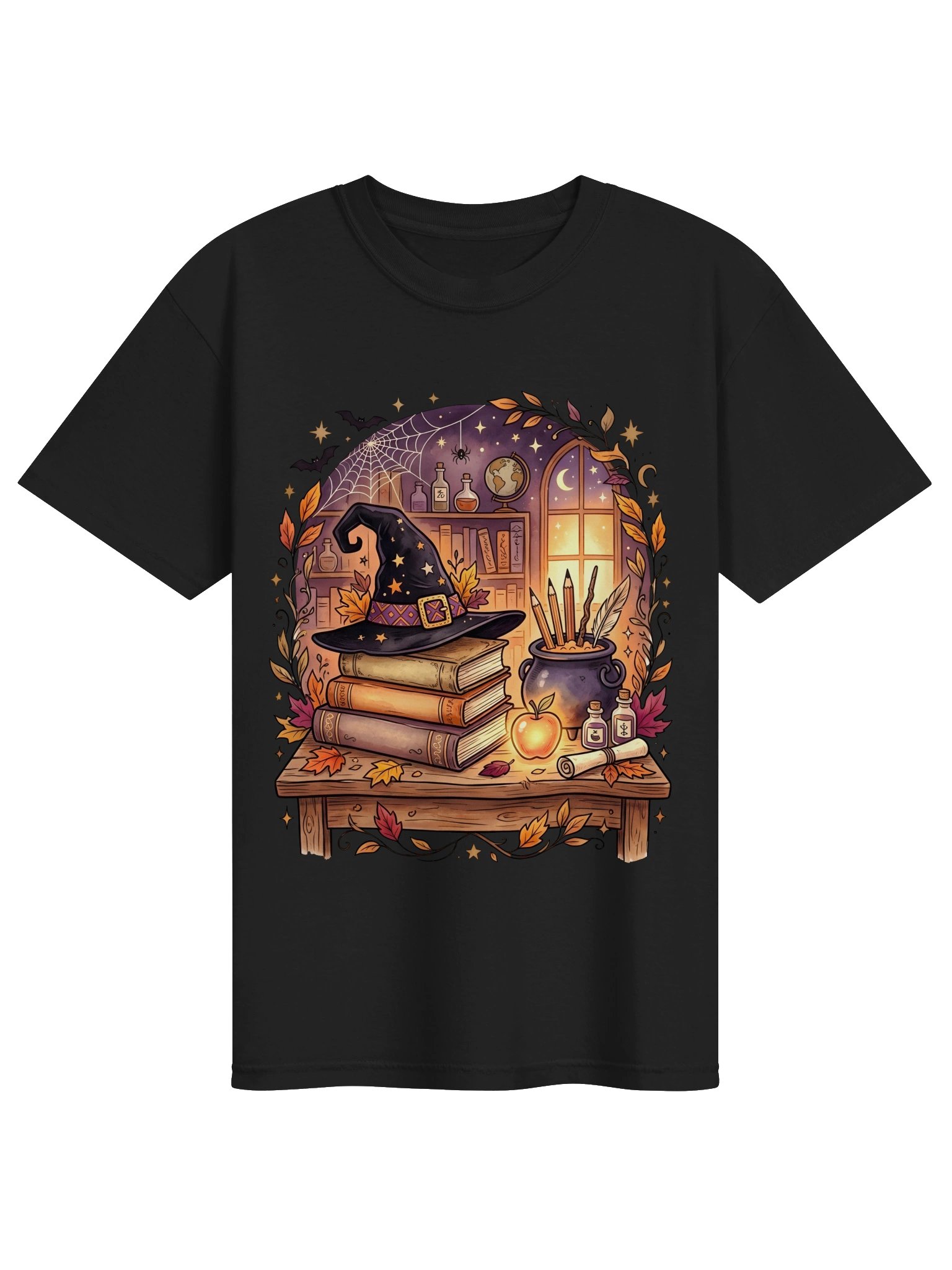 Witchy Cat Book Lover T-Shirt | Gothic Bookish Halloween Tee | Dark Academia Reader Gift product image (1)