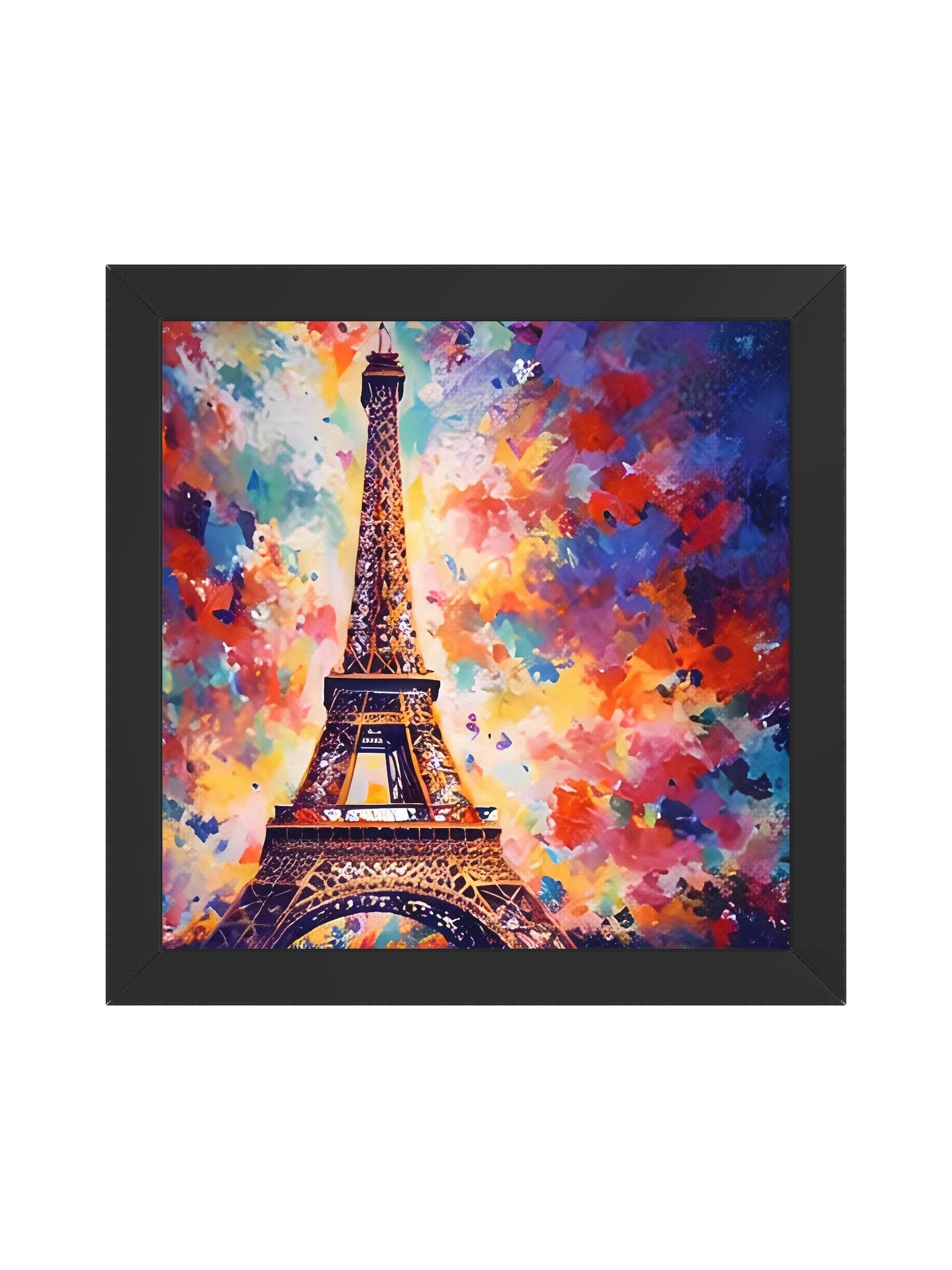 Eiffelturm im Farbrausch – Abstraktes Paris Vibrant Ayous Wood Framed Matte Poster product image (6)