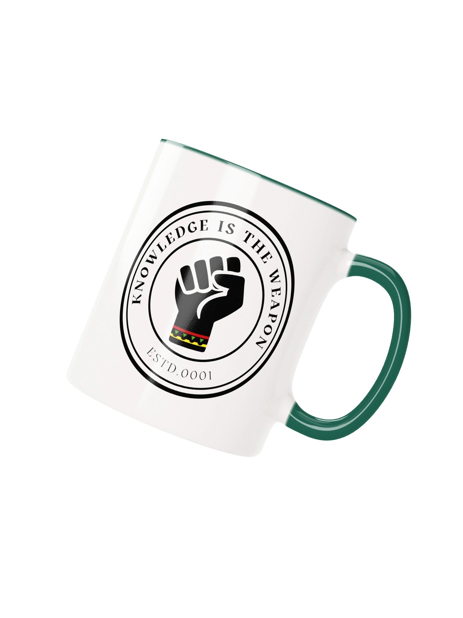 Knowledge Is the Weapon Two Tone Mug | Raised Fist Emblem | Originology | Black History X product image (2)