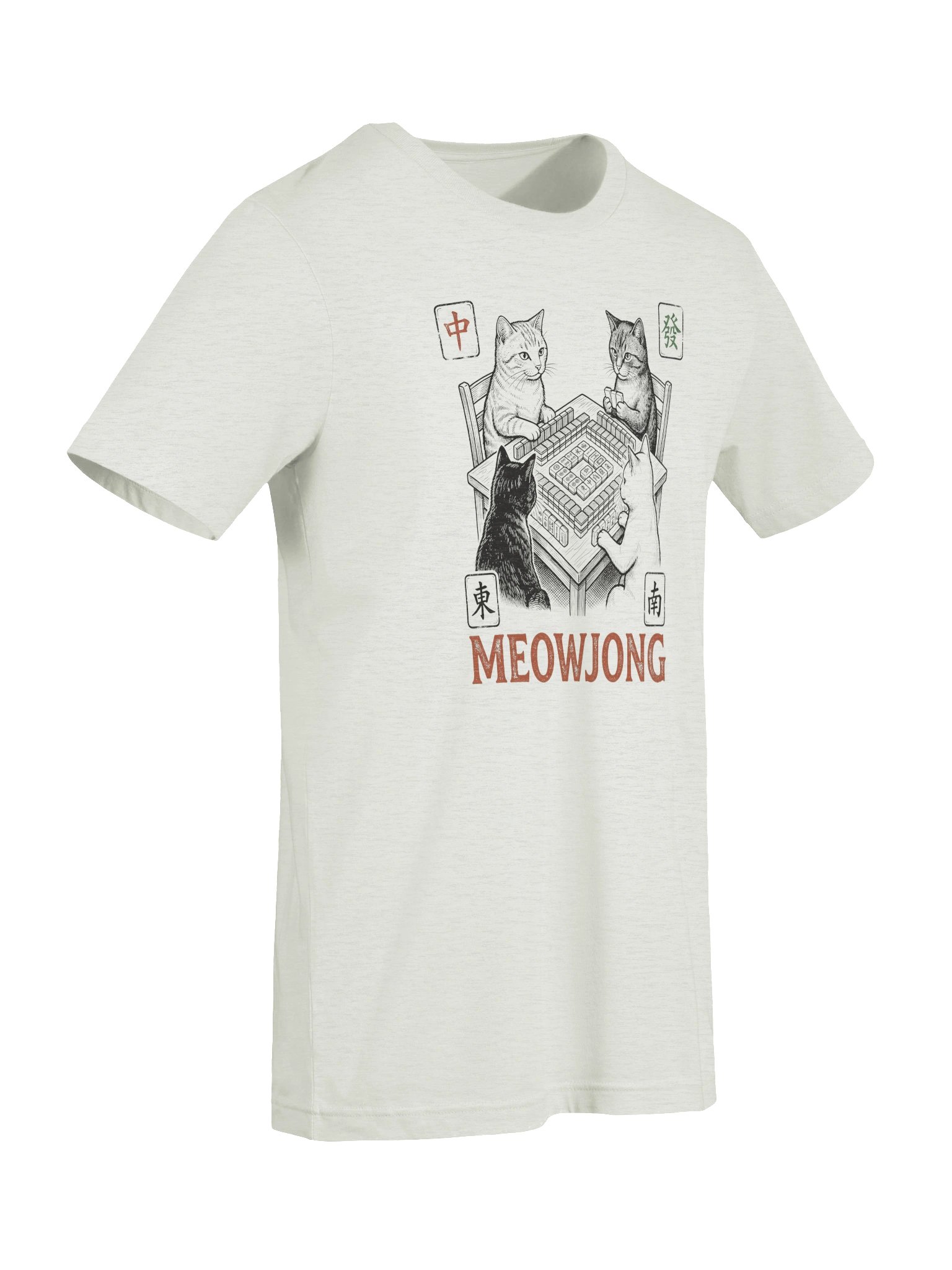 Meowjong Cat Mahjong T-Shirt | Funny Mahjong & Cat Lover Tee TTS - Silver product image (7)