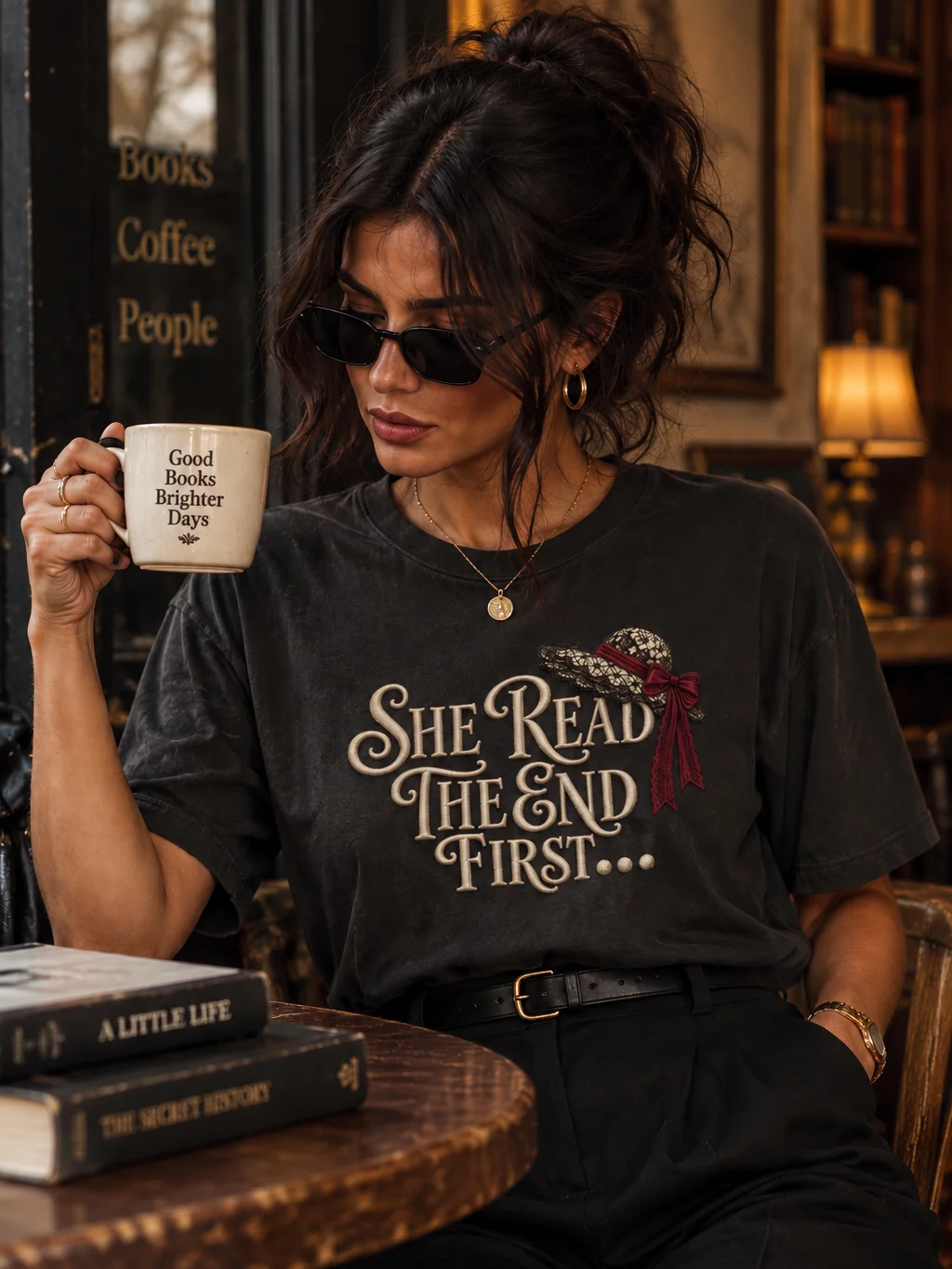She Read the End First Book Lover Shirt | Coquette Bookish Comfort Colors 1717 Tee product image (1)