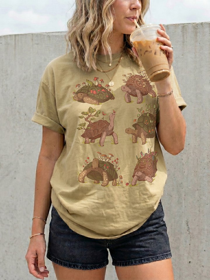Cottagecore Turtle Mushroom Shirt – Whimsical Forest Turtle Graphic Tee, Nature Aesthetic product image (2)