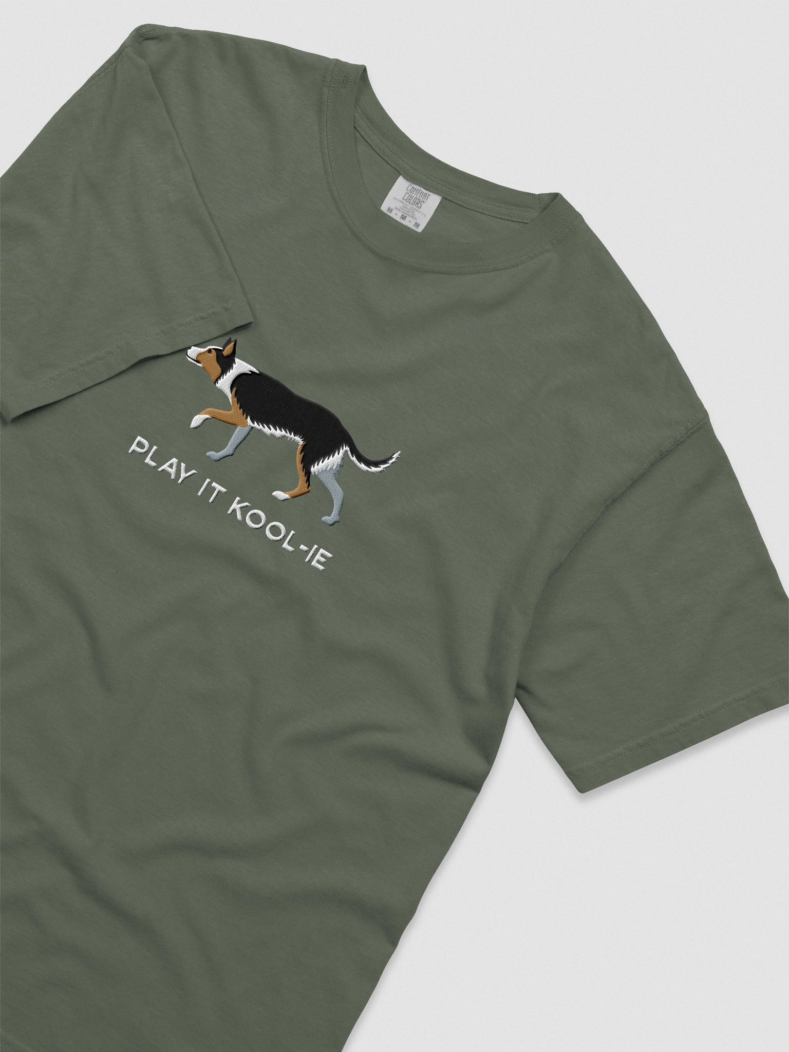Play It Kool-ie T-Shirt(Embroidered) of an Australian Koolie(Tricolor) product image (8)