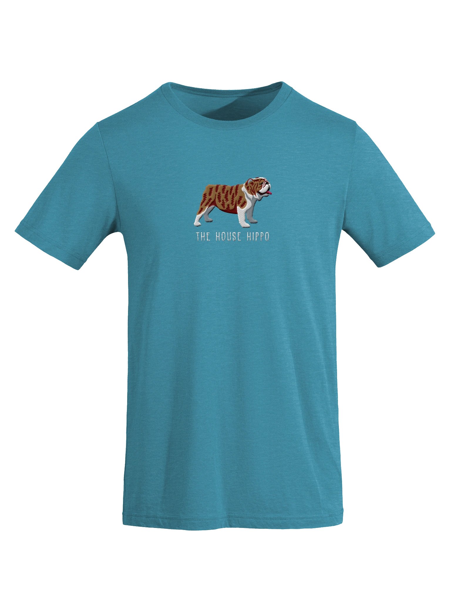 The House Hippo T-Shirt(Embroidered) of an English Bulldog(Brindle & White) product image (68)