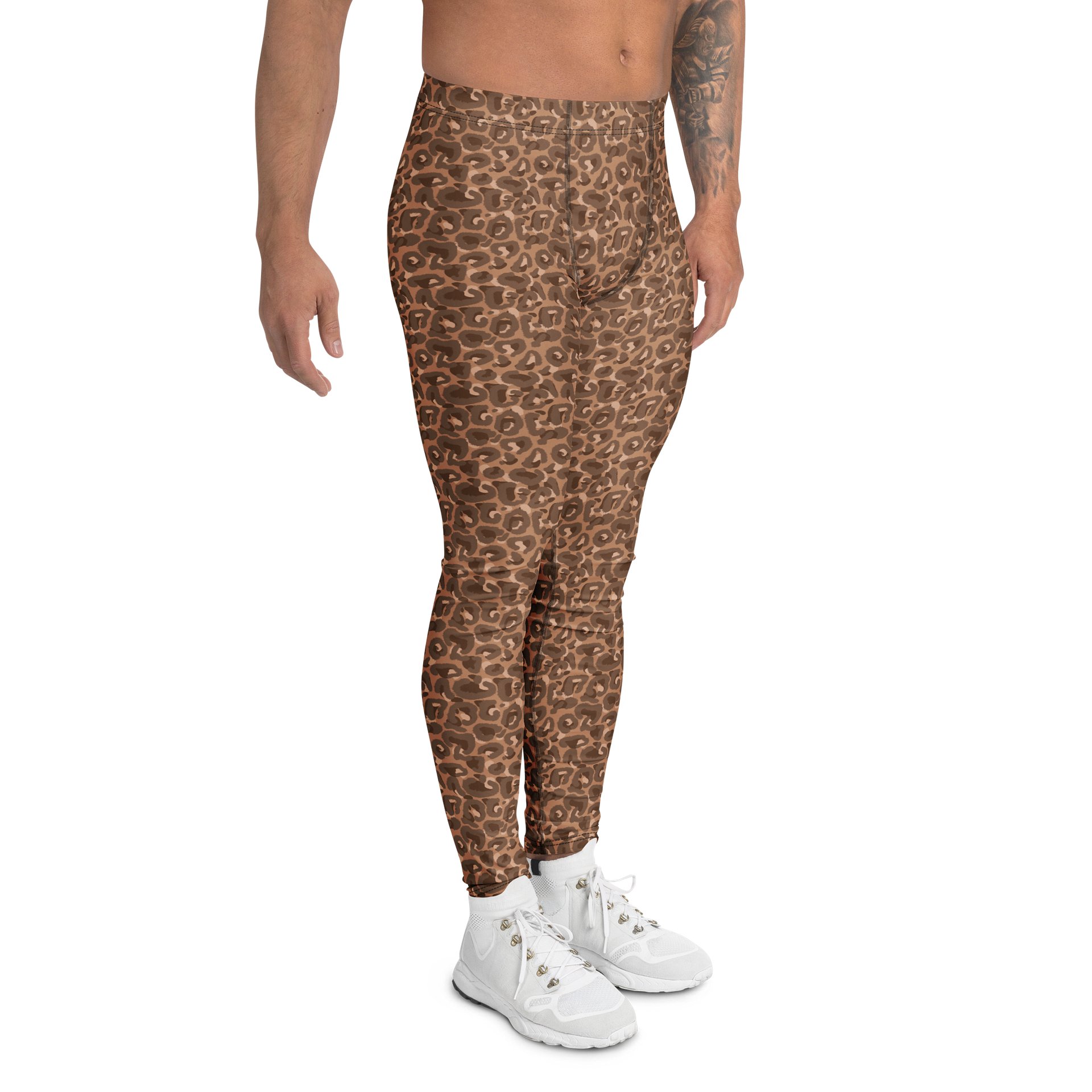 Comfortable Mens Leggings Bold Brown Leopard Print product image (3)