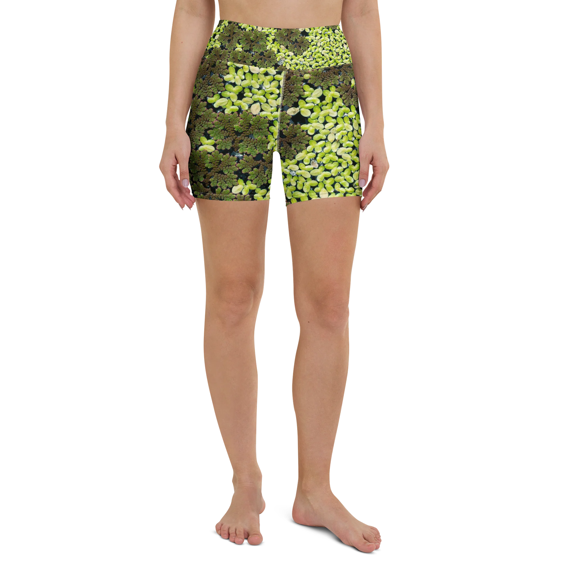 Verdant Life Light Women's All-Over Print Emerald Botanical Yoga Shorts product image (2)