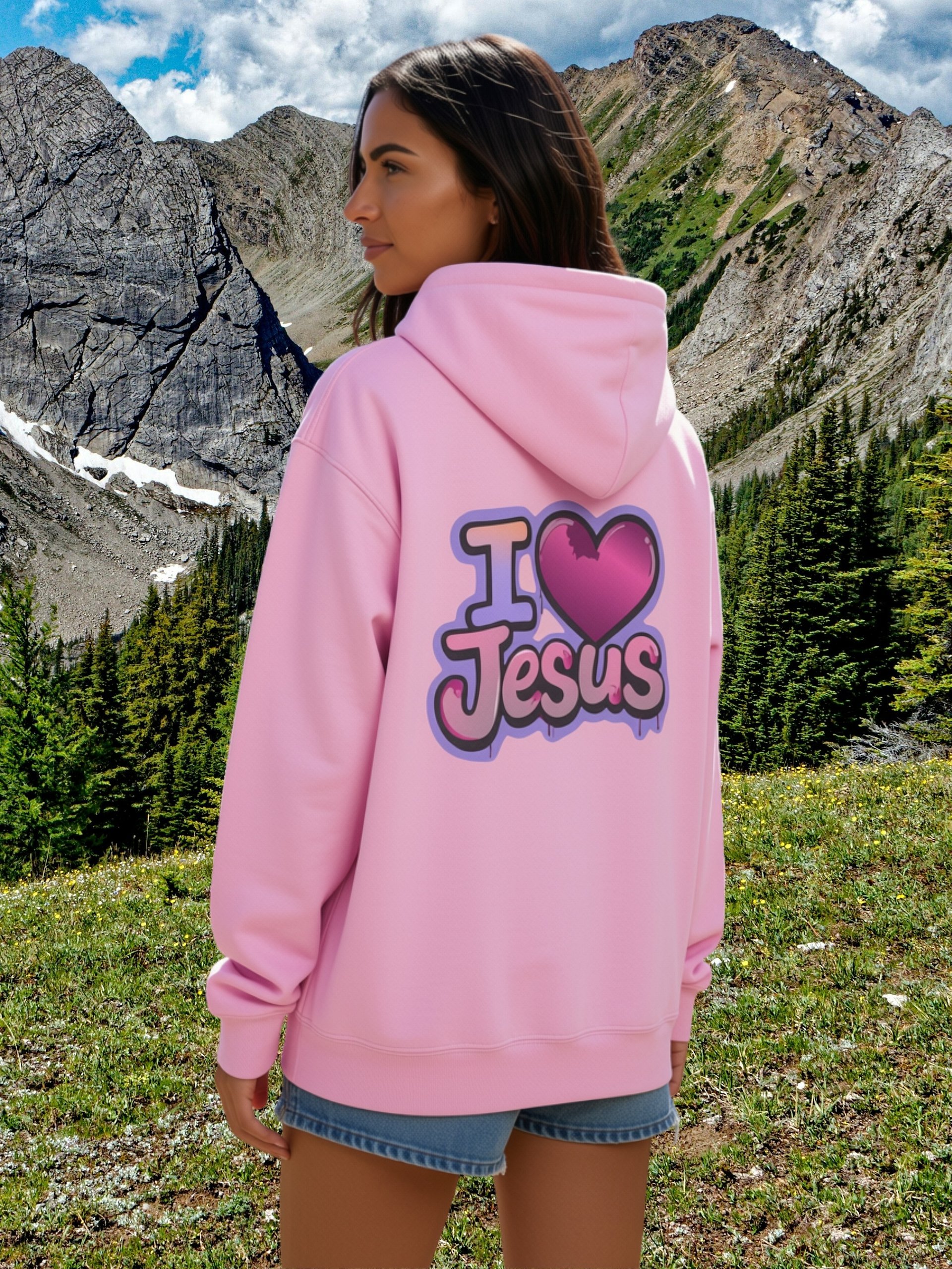 I Love Jesus Pink Graffiti Hoodie product image (1)