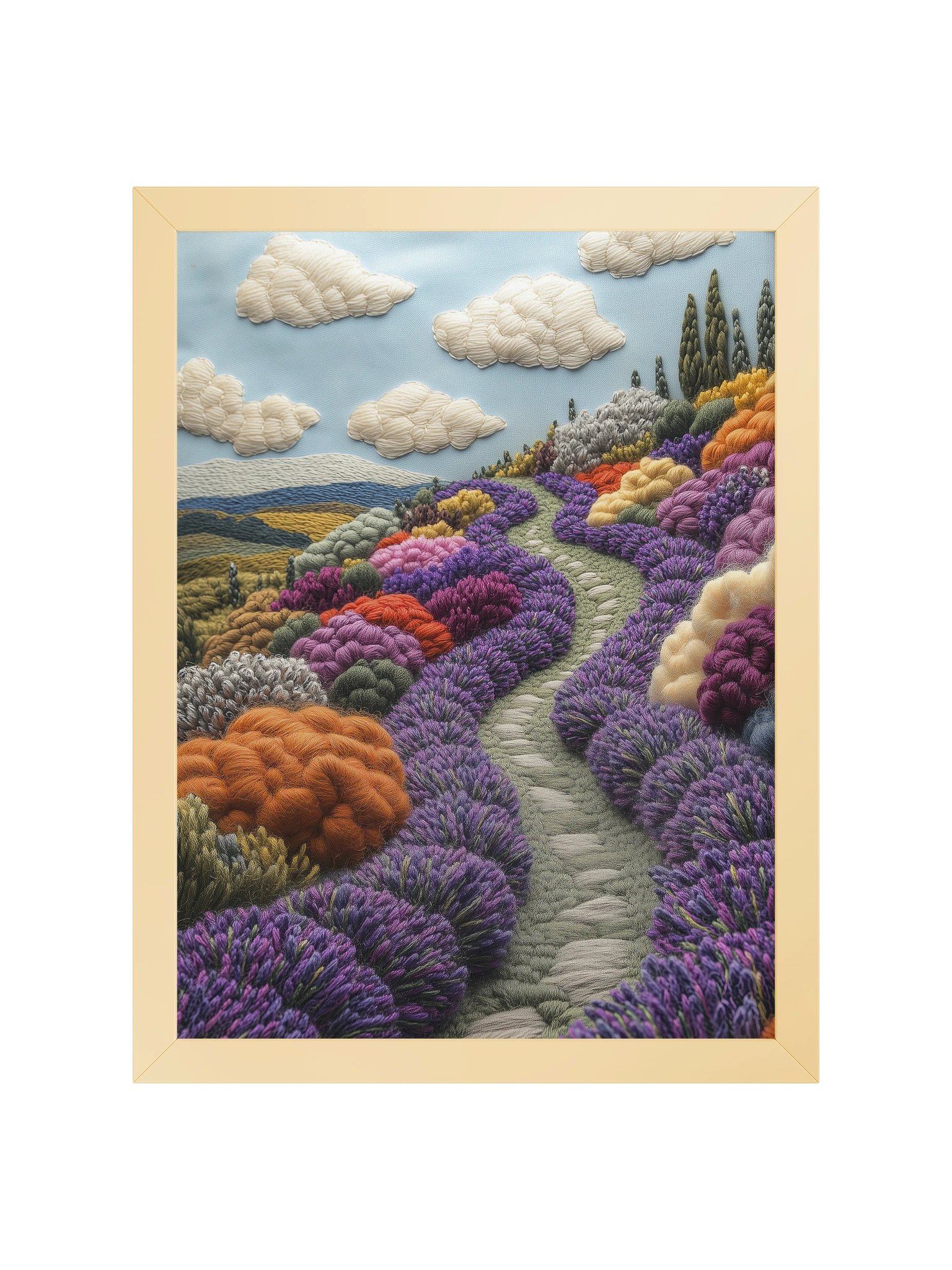 Where the Lavender Grows | Embroidery-Style Wall Art — Framed Print product image (17)