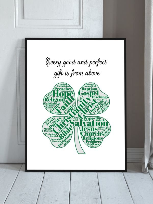 Printable Christian Wall Art - Four-Leaf Clover Design product image (1)