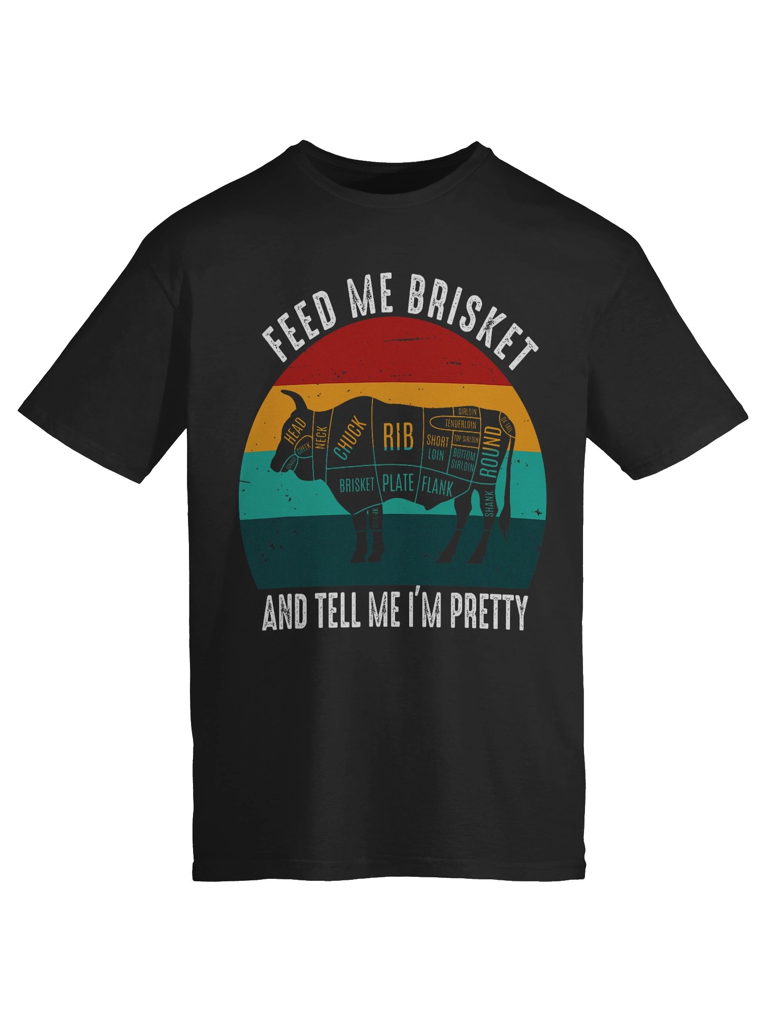 Feed Me Brisket and Tell Me I’m Pretty (Retro Sunset) – Gildan Softstyle Unisex T-Shirt product image (6)