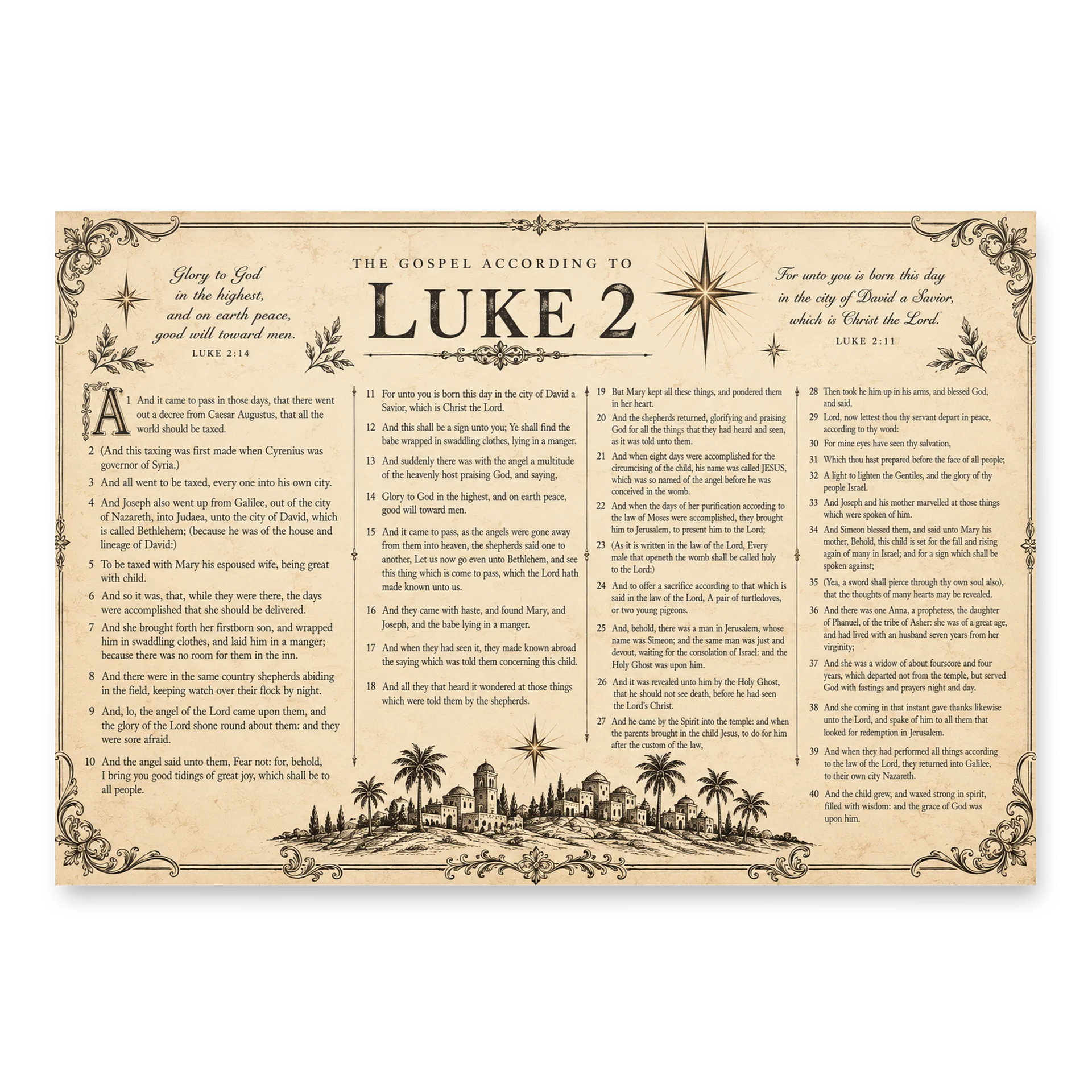 Vintage Christian Christmas Wrapping Paper | Scripture, Hymn & Nativity Gift Wrap | Luke 2 & Bethlehem Newspaper product image (6)