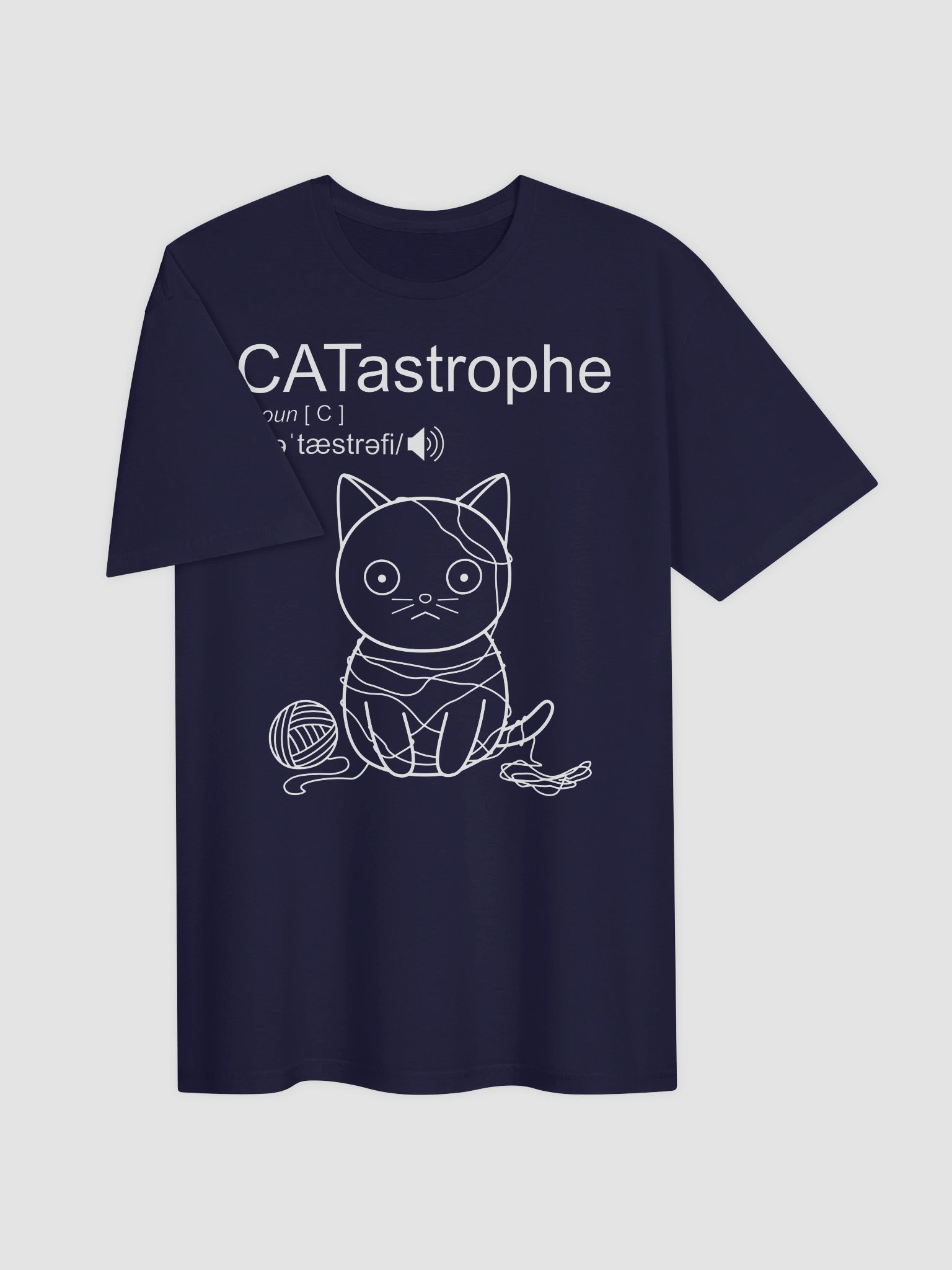 CATastrophe (Cat with Yarn - White Print) - Unisex Adult Super Soft Lightweight T-shirt product image (8)