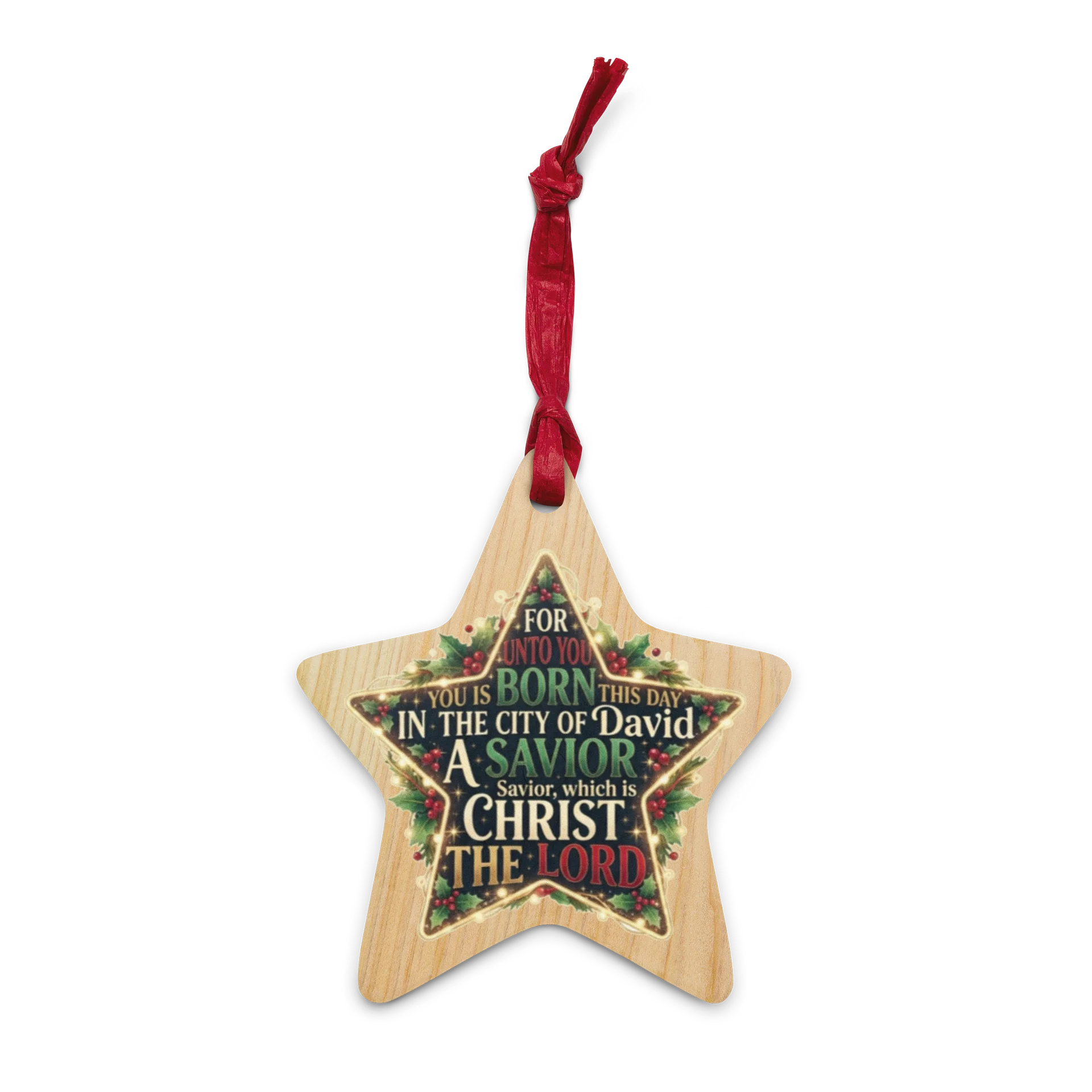 Luke 2:11 Christmas Star Wooden Ornament product image (2)