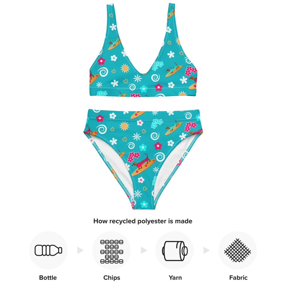 Surfing Dachshund Pattern High Waisted Bikini product image (4)