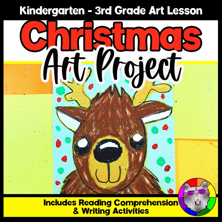Christmas Art Project Reindeer Art Lesson Christmas Art Activity December Art product image (1)