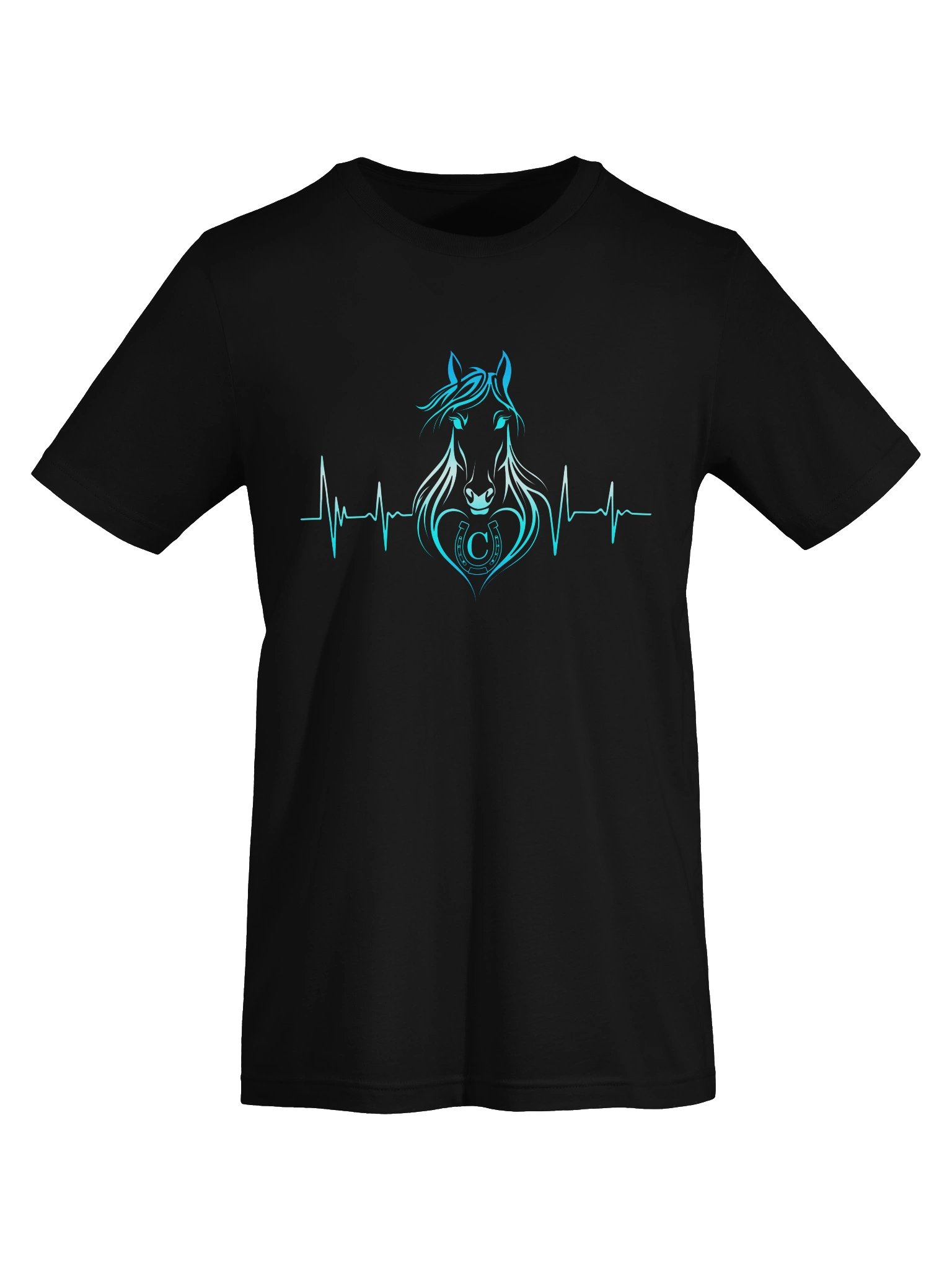 Personalized Horse Heartbeat T-Shirt with Letter C | Unisex Equestrian Gift product image (2)