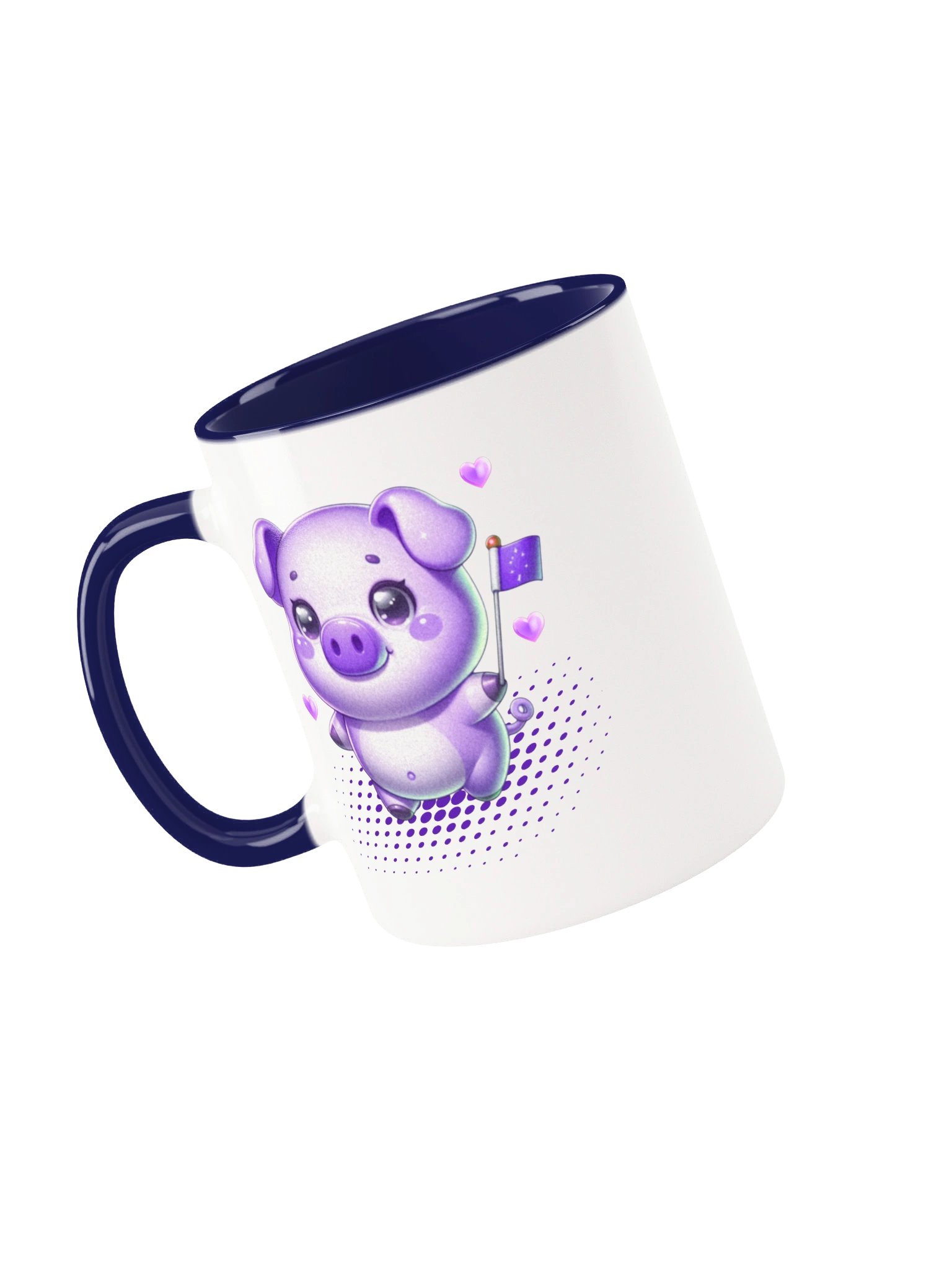 Purple Kawaii Piglet With Flag - Cute Baby Pig With Hearts - Y2K Pastel Pig Design product image (3)