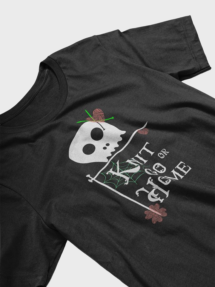 Knit or Go Home quote with a skull and knitting needles product image (2)
