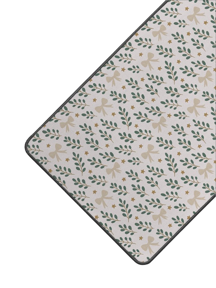 Ribbons & stars botanical Christmas desk mat. Premium holiday workspace mat product image (2)