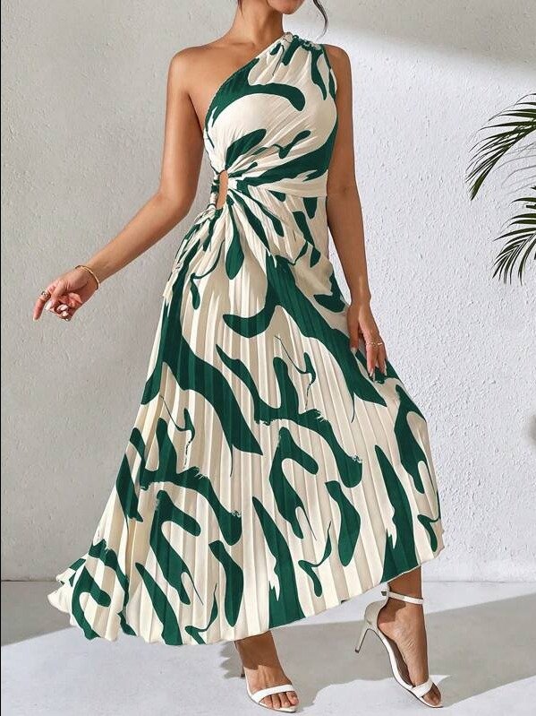 ADLEST Summer Hollow Out Printed Dress Maxi Women Outfit product image (1)