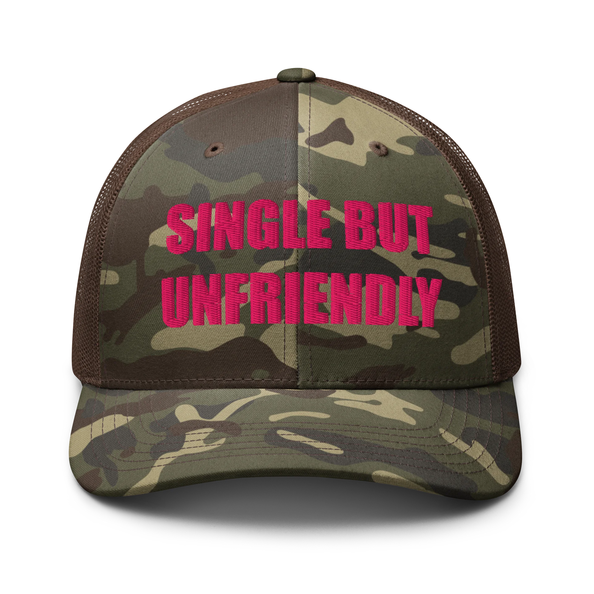 SINGLE BUT UNFRIENDLY PINK CAMO HAT product image (1)
