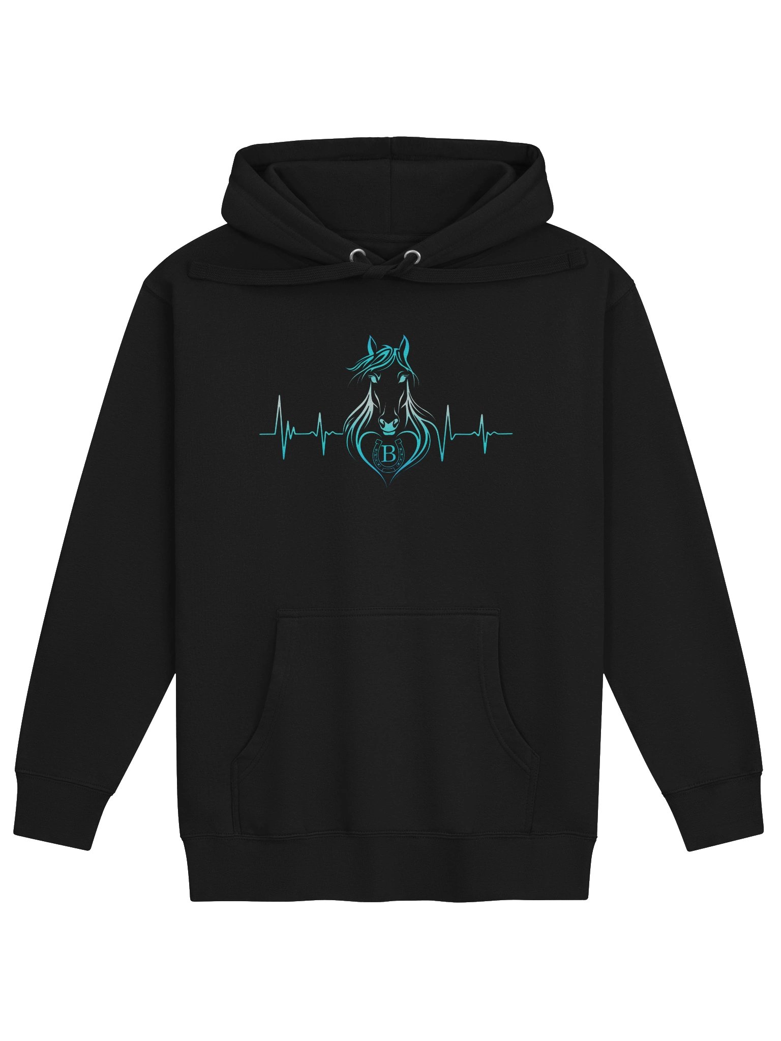 Personalized Horse Heartbeat Hoodie with Letter B | Equestrian Gift product image (2)