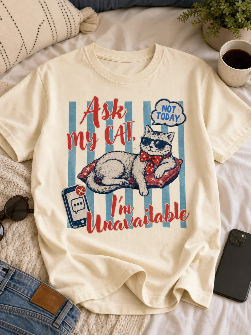 Ask My Cat I’m Unavailable Comfort Colors T-Shirt product image (5)