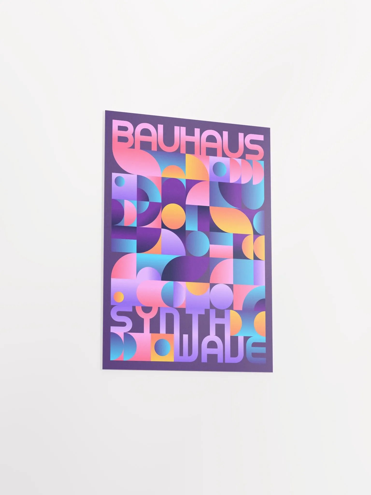 Synthwave Bauhaus Neon poster #2 (dark purple-pink) — abstract poster, retrowave print, vaporwave geometric art, 1980s print, 1930s decor product image (8)