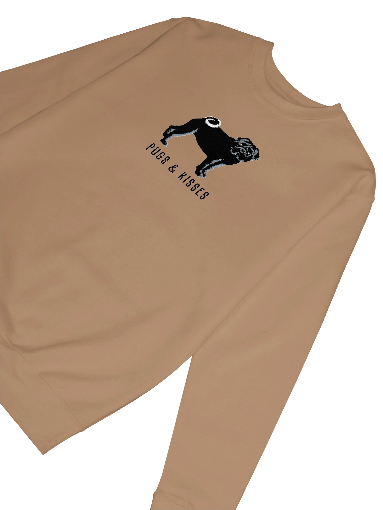 Pugs and Kisses Sweatshirt (Embroidered) of a Pug(Black) product image (6)