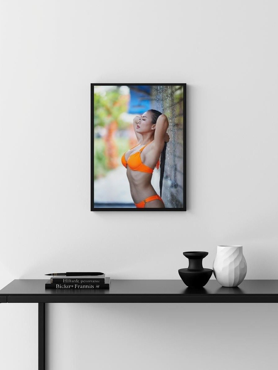 Tropical Beach Bikini Model 8x10 Metal Wall Art – Orange Swimsuit Print product image (3)