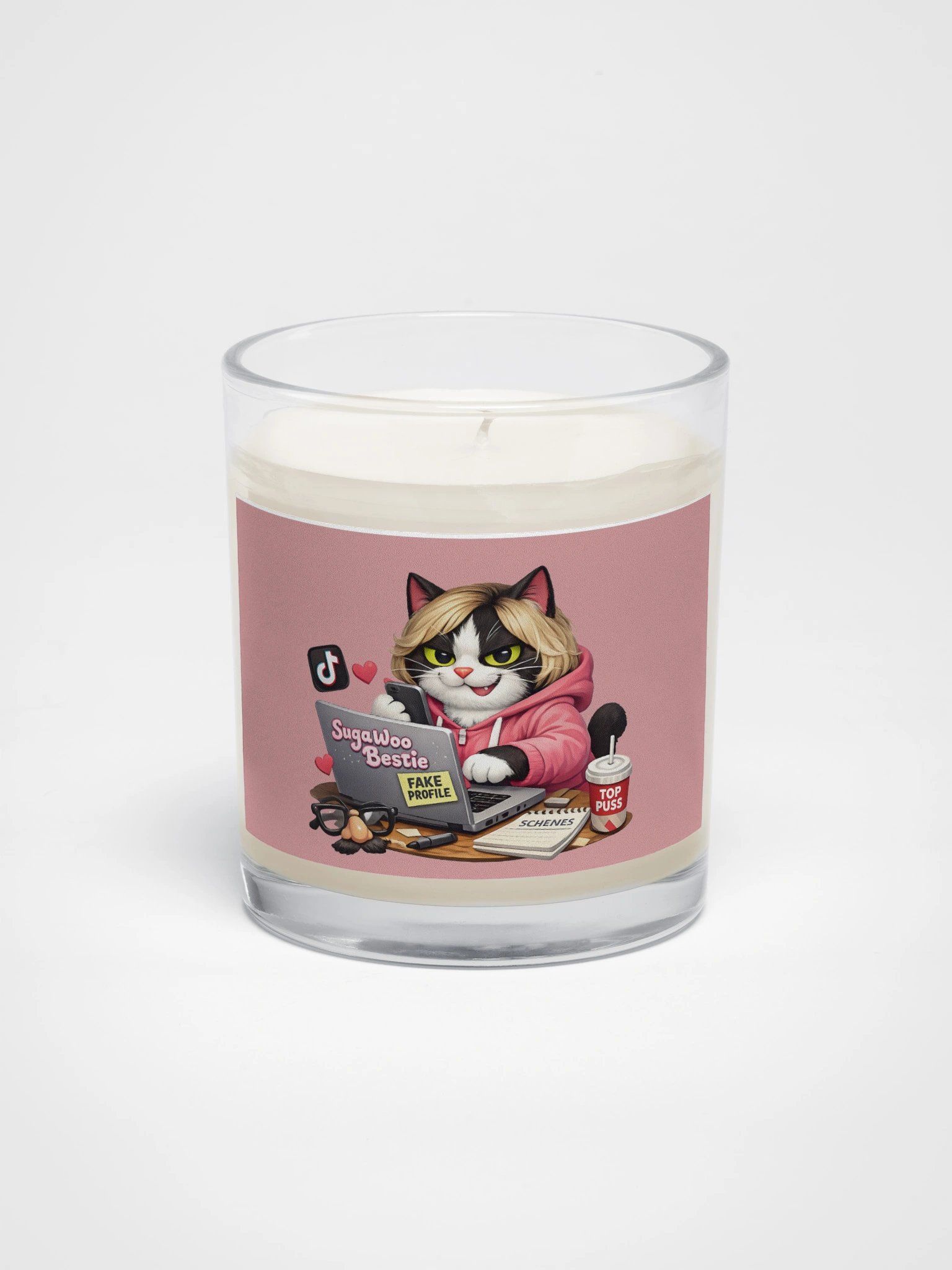 ''Suga Woo Bestie'' Soy Wax Candle In A Clear Glass Jar product image (1)