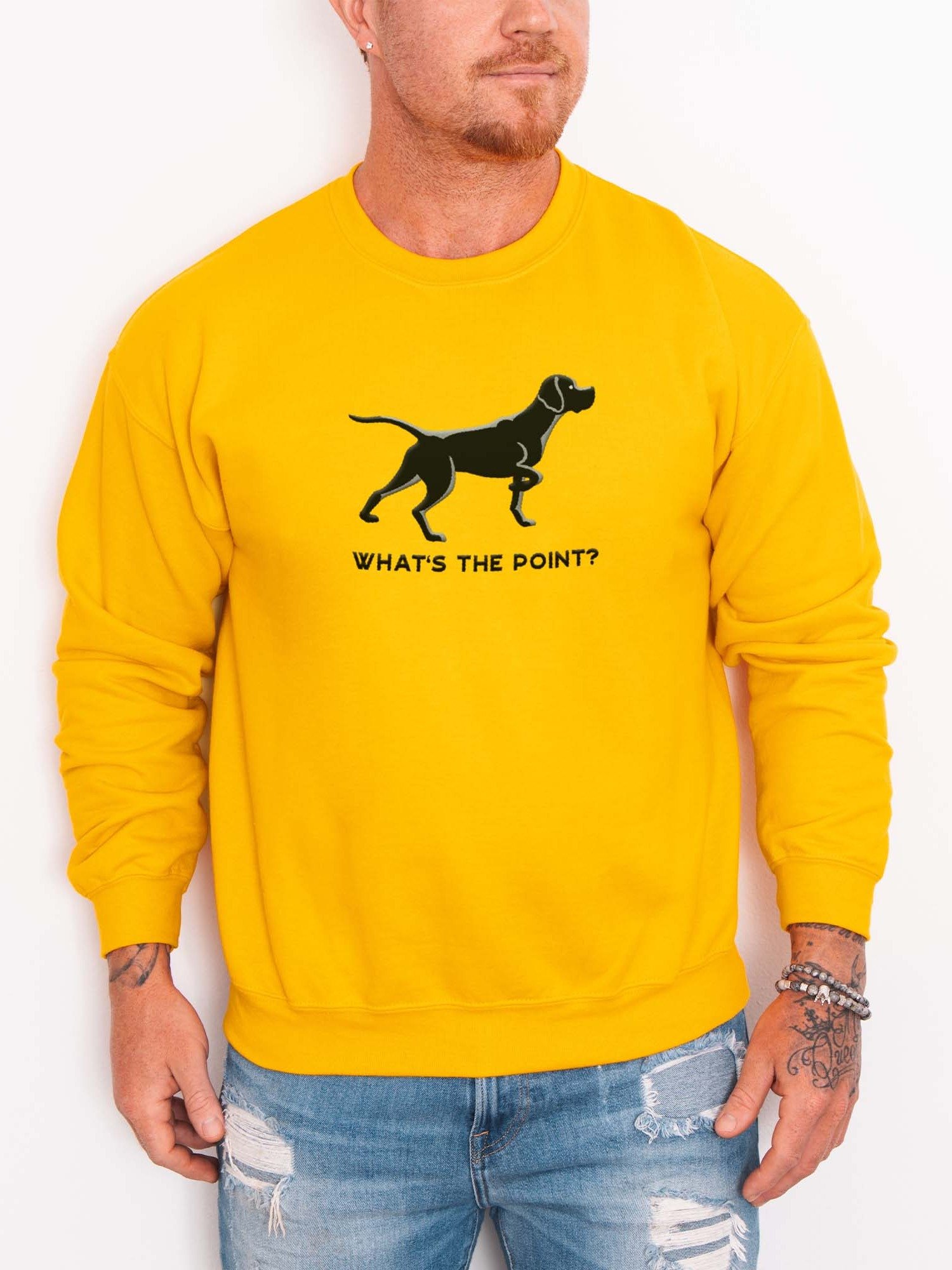 What's the Point? Sweatshirt (Embroidered) of an English Pointer (Black) product image (2)