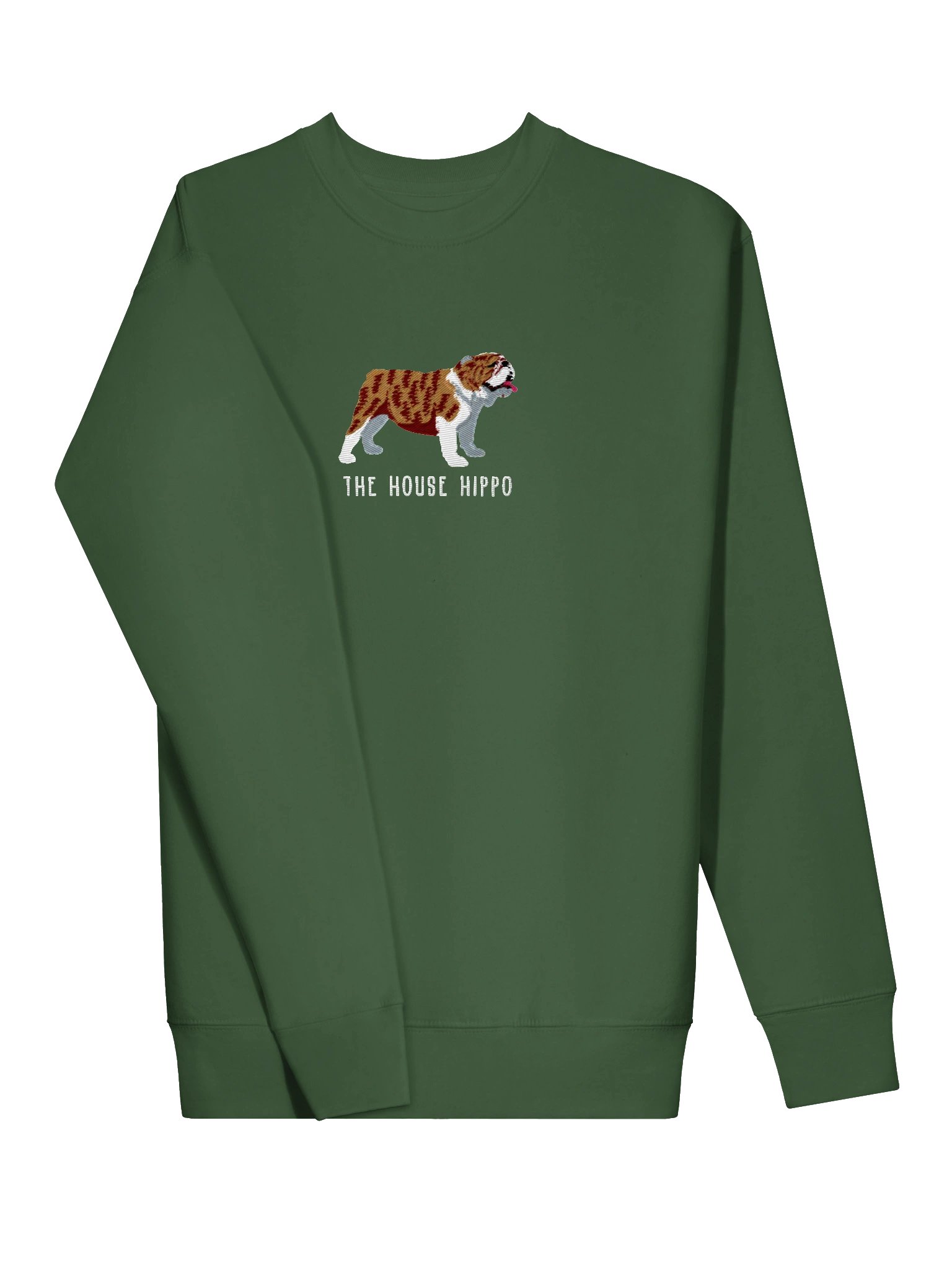 The House Hippo Sweatshirt (Embroidered) of an English Bulldog(Brindle & White) product image (31)