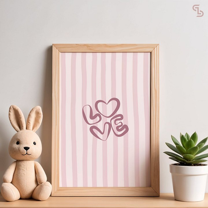 LOVE Pink Wall Art Printable, Wall Art For Living Room, Bathroom Wall Art, Modern Wall Art product image (1)