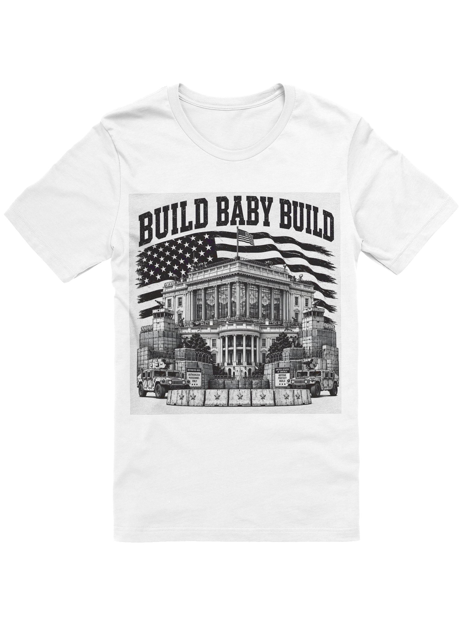 Women’s BUILD BABY BUILD — B/W Ballroom Graphic White Blend tee product image (1)