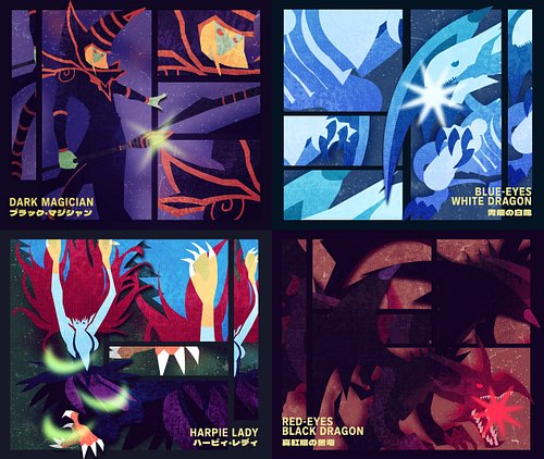 here are the four yugioh pieces I completed in the last week! dark magician, blue-eyes, red-eyes, and harpie lady! who else w...