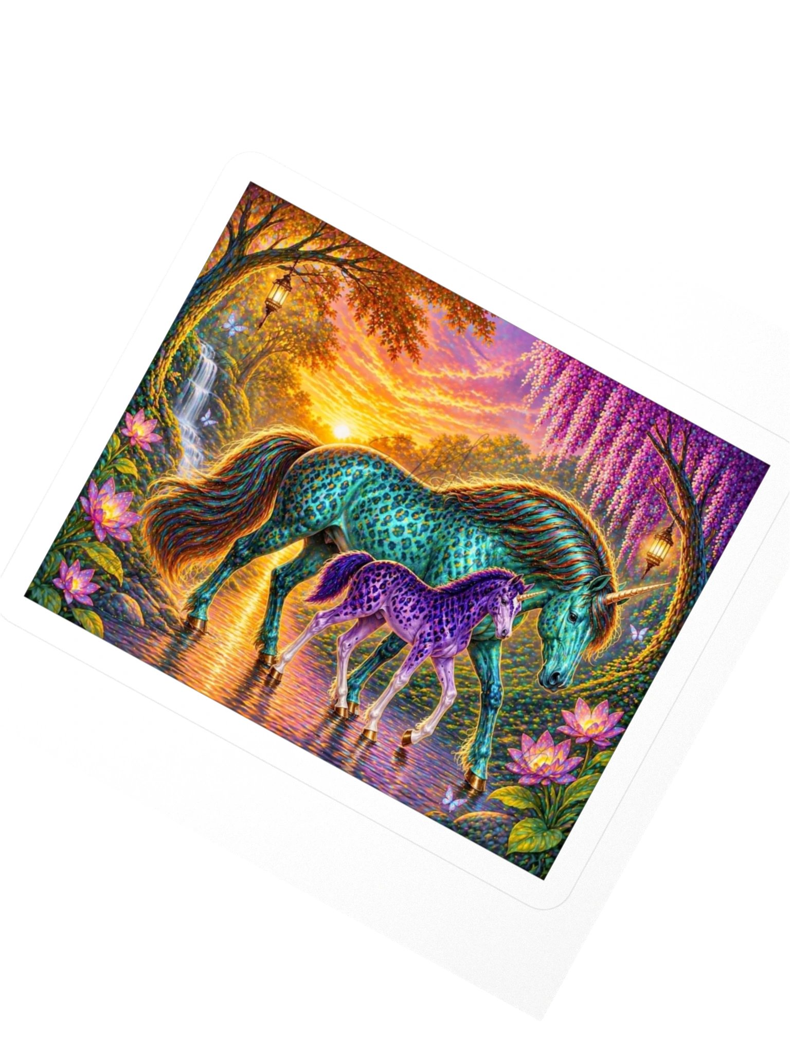 Teal & Violet Sunset Unicorns Sticker product image (2)