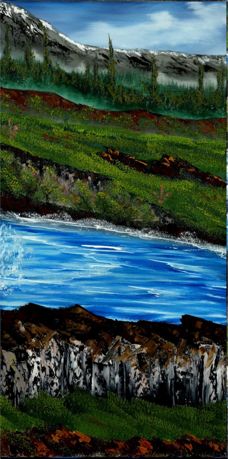 The Mountains Waterfall (Original) Multi Canvas (3) 12x24 | (2) 12x36 product image (4)