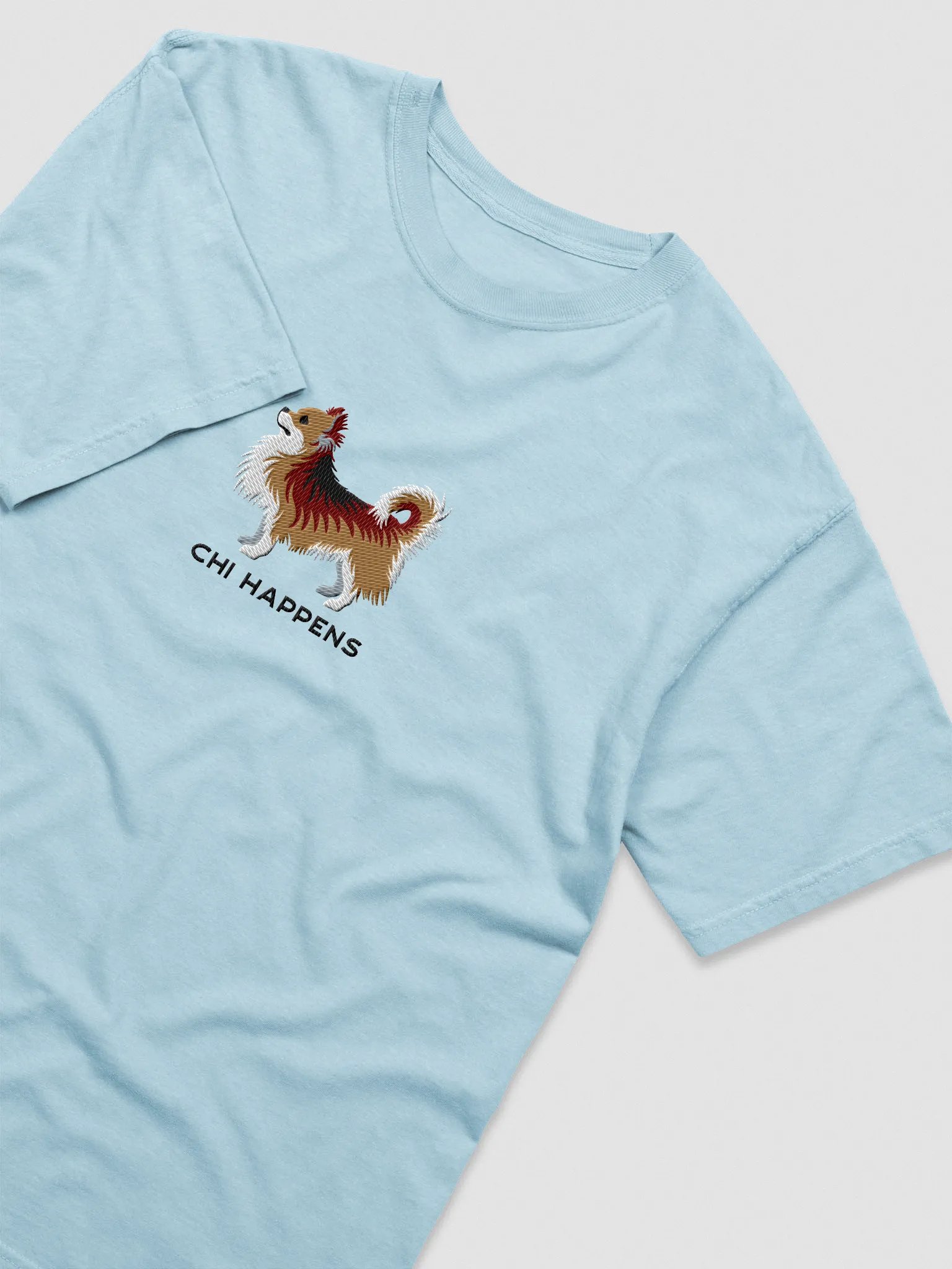 Chi Happens T-Shirt(Embroidered) of a Longhaired Chihuahua(Sable) product image (6)