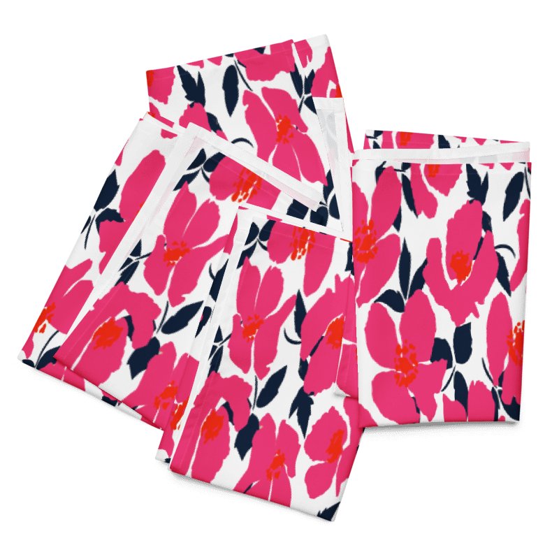 Fuchsia Navy Abstract Floral Napkin Set (4) – 20"x20", Soft Broadcloth, Modern Design product image (5)