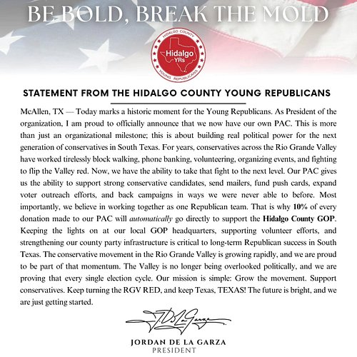 🚨 FOR IMMEDIATE RELEASE!!! 🚨
Making moves in South TX! From the HCYR Board.🇺🇸🐘