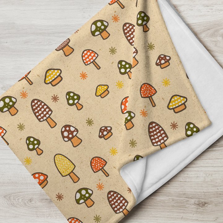 1970s Retro Mushrooms Throw Blanket product image (2)
